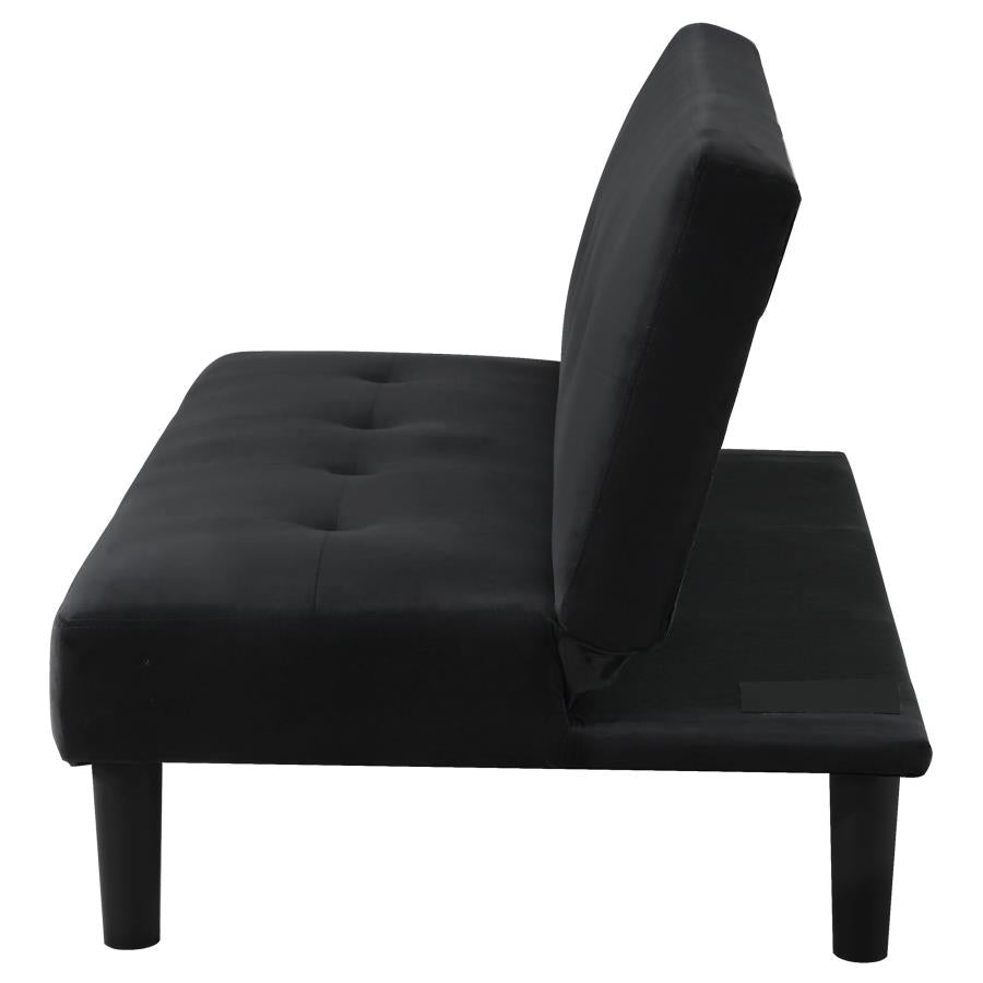 STANFORD UPHOLSTERED TUFTED CONVERTIBLE SOFA BED BLACK