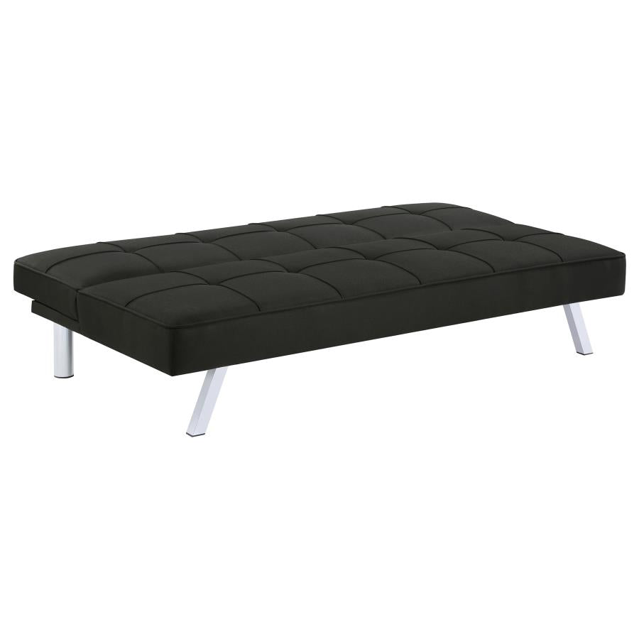 JOEL UPHOLSTERED TUFTED CONVERTIBLE SOFA BED BLACK