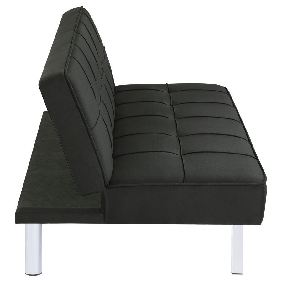 JOEL UPHOLSTERED TUFTED CONVERTIBLE SOFA BED BLACK