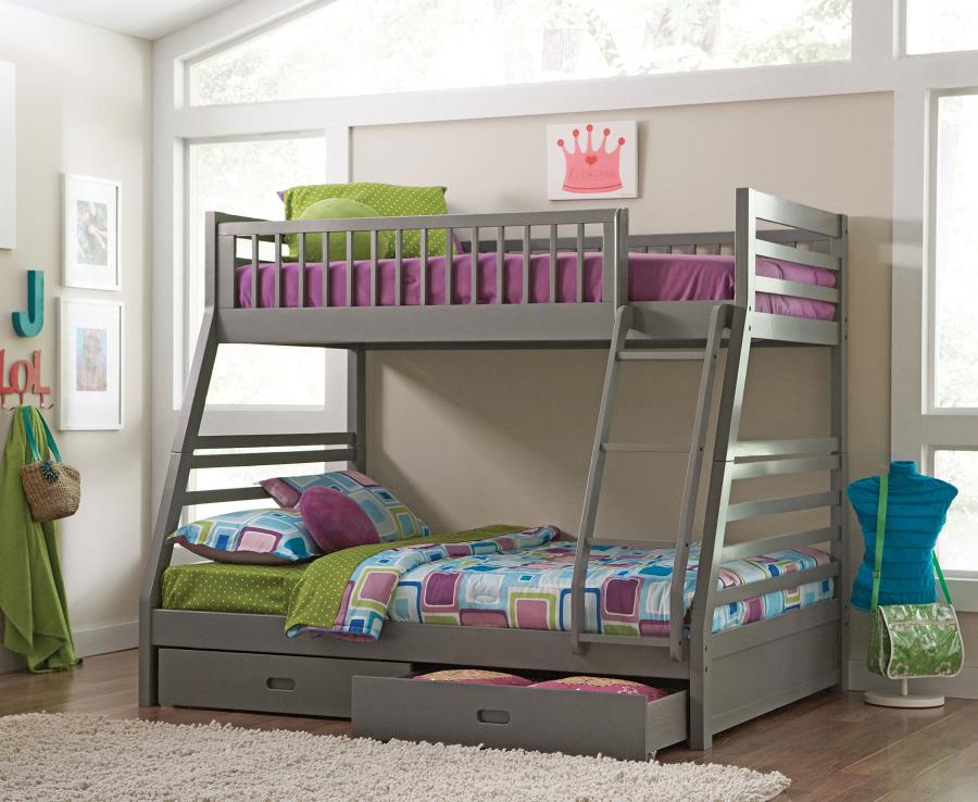 ASHTON 2-DRAWER WOOD TWIN OVER FULL BUNK BED