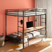 CAMPUS METAL FULL OVER TWIN WORKSTATION BUNK BED