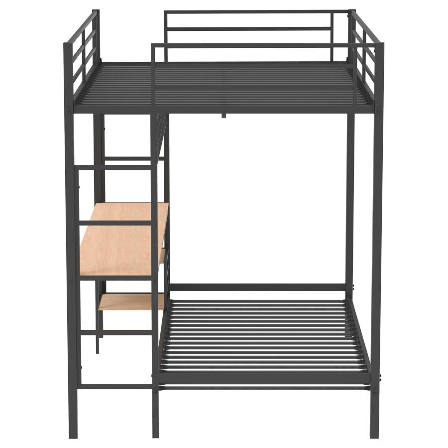CAMPUS METAL FULL OVER TWIN WORKSTATION BUNK BED