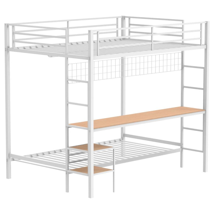 CAMPUS METAL FULL OVER TWIN WORKSTATION BUNK BED