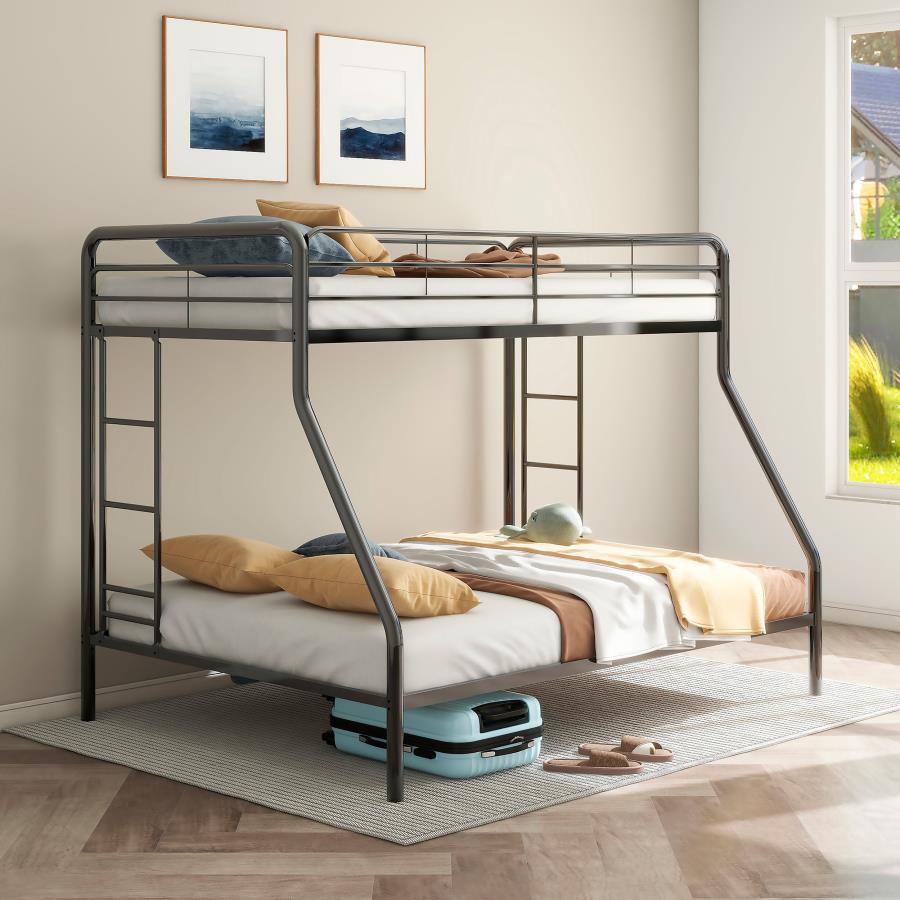 CARSON METAL TWIN OVER FULL BUNK BED GLOSSY