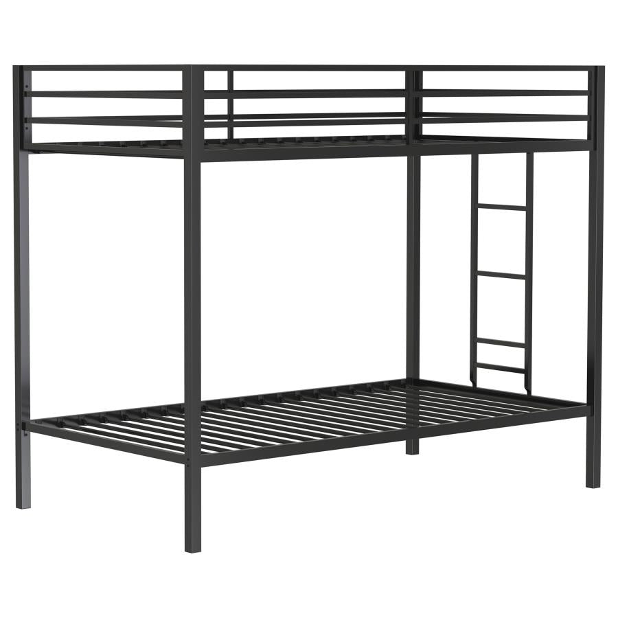 ALEVERA METAL TWIN OVER TWIN BUNK BED WITH LADDER