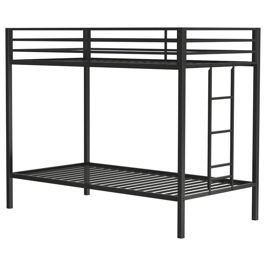 ALEVERA METAL TWIN OVER TWIN BUNK BED WITH LADDER