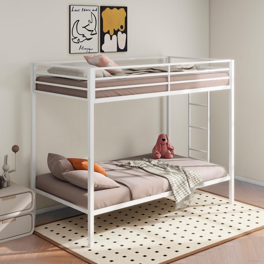 ALEVERA METAL TWIN OVER TWIN BUNK BED WITH LADDER