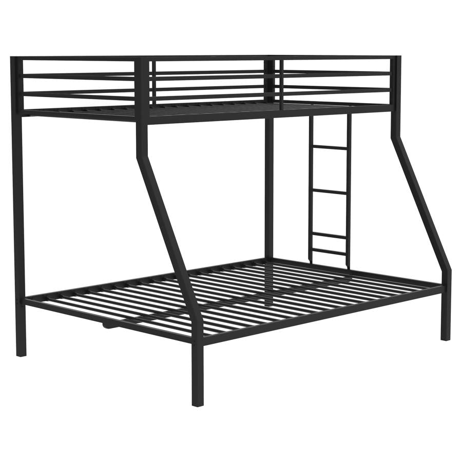 ALEVERA METAL TWIN OVER FULL BUNK BED WITH LADDER BLACK