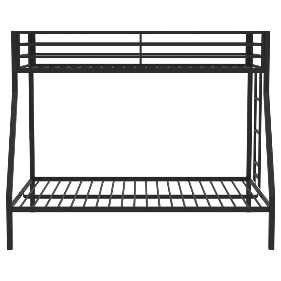 ALEVERA METAL TWIN OVER FULL BUNK BED WITH LADDER BLACK