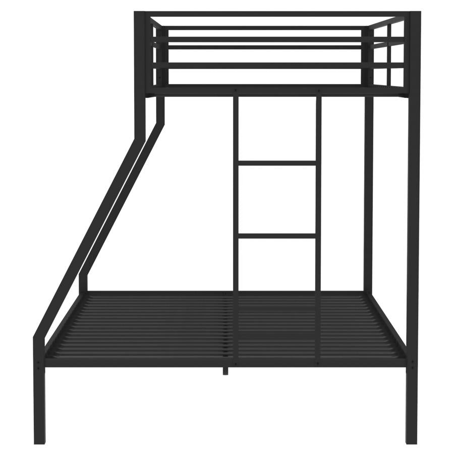 ALEVERA METAL TWIN OVER FULL BUNK BED WITH LADDER BLACK
