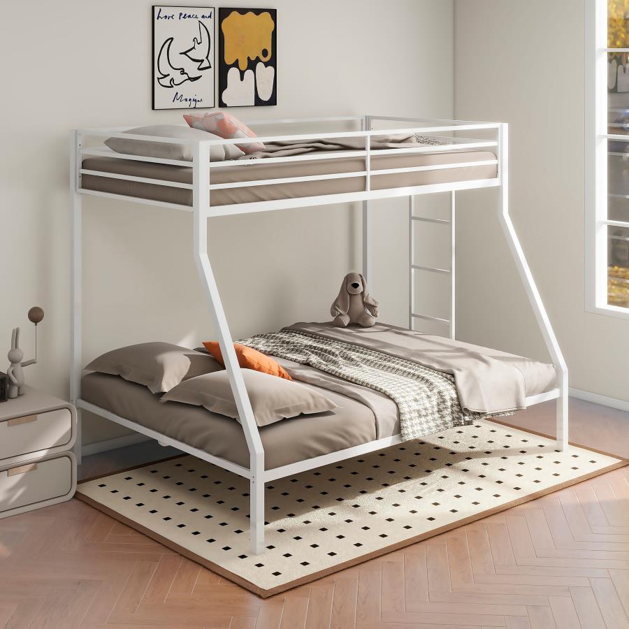 ALEVERA METAL TWIN OVER FULL BUNK BED WITH LADDER BLACK