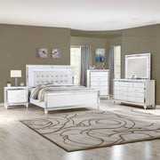 STERLING QUEEN SIZE UPHOLSTERED LED BED MADE WITH WOOD IN WHITE COLOR