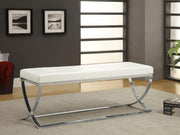 WALTON LEATHERETTE UPHOLSTERED TUFTED ACCENT BENCH WHITE