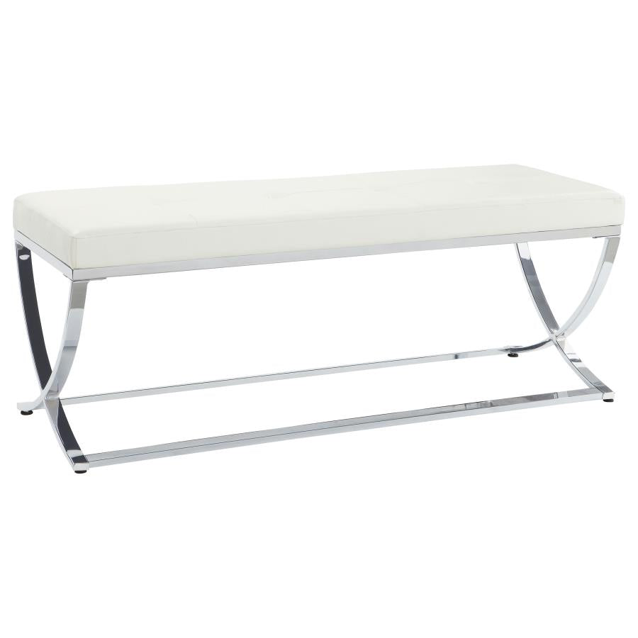 WALTON LEATHERETTE UPHOLSTERED TUFTED ACCENT BENCH WHITE