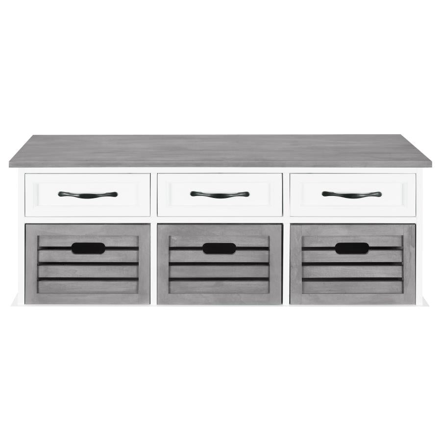 ALMA 3-DRAWER STORAGE BENCH WHITE AND WEATHERED GREY