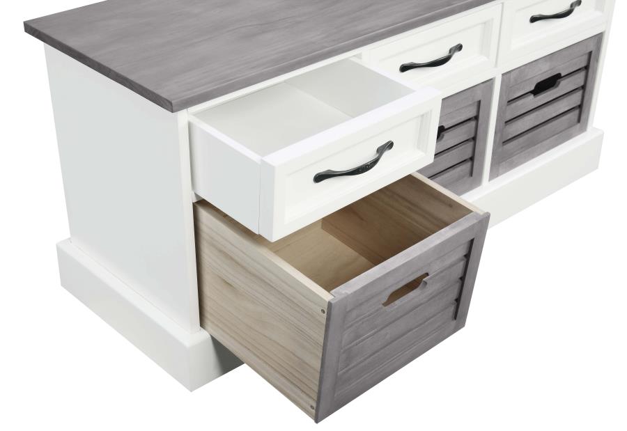 ALMA 3-DRAWER STORAGE BENCH WHITE AND WEATHERED GREY