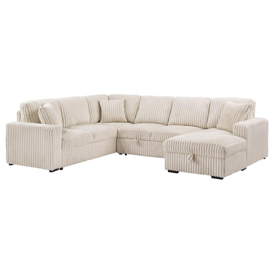 DEVONSHIRE SLEEPER SECTIONAL SOFA STORAGE CHAISE CAMEL