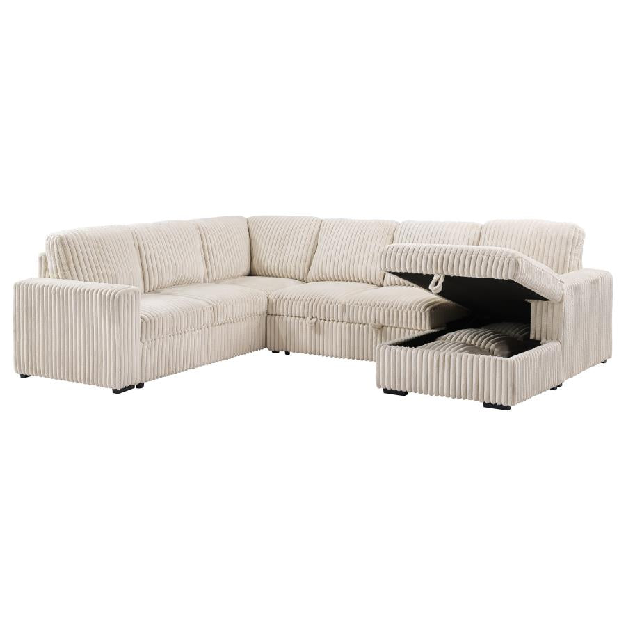 DEVONSHIRE SLEEPER SECTIONAL SOFA STORAGE CHAISE CAMEL