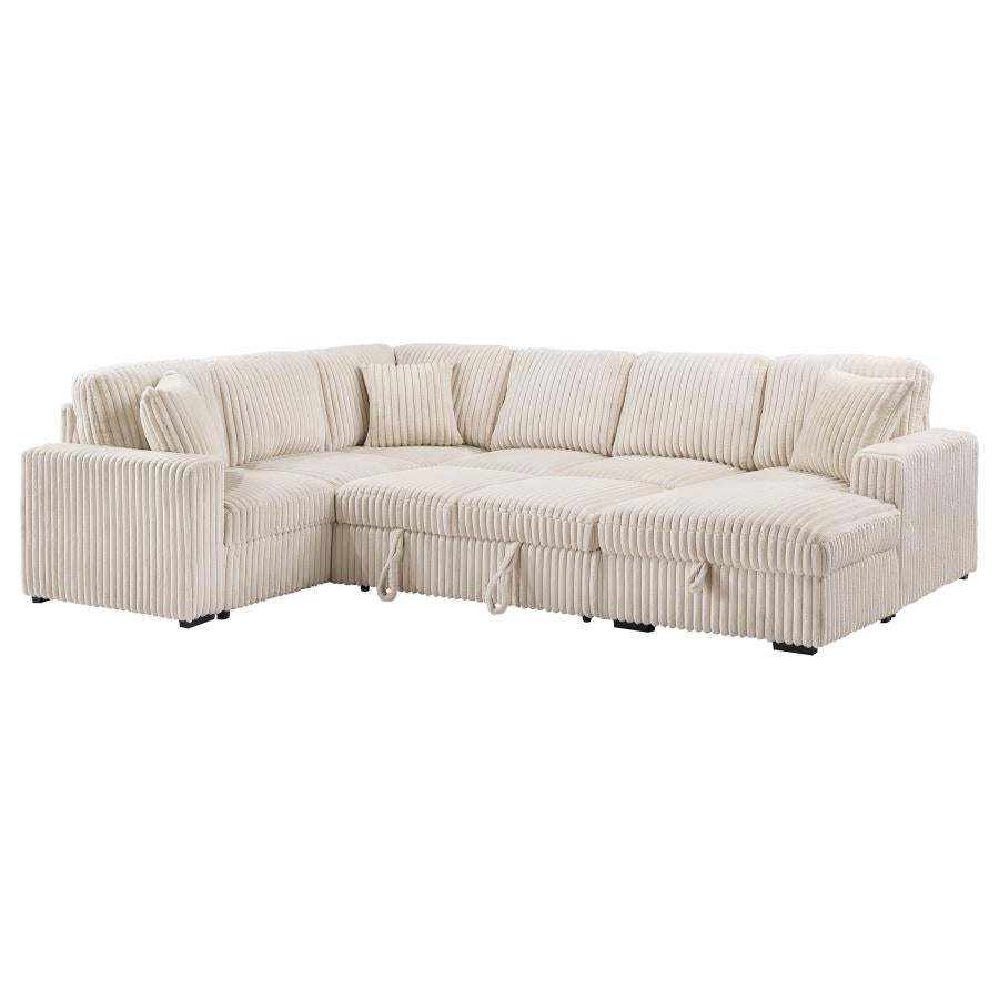 DEVONSHIRE SLEEPER SECTIONAL SOFA STORAGE CHAISE CAMEL