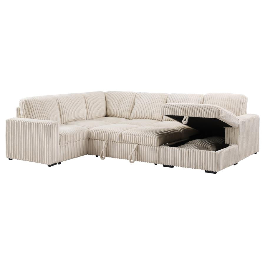 DEVONSHIRE SLEEPER SECTIONAL SOFA STORAGE CHAISE CAMEL