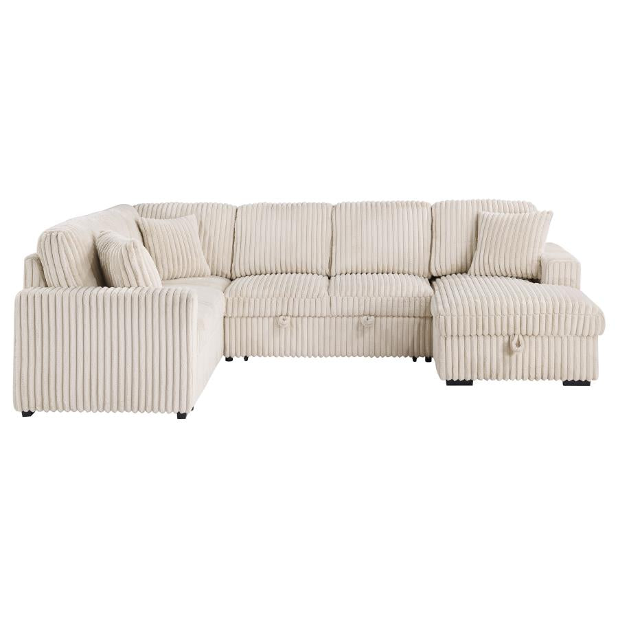 DEVONSHIRE SLEEPER SECTIONAL SOFA STORAGE CHAISE CAMEL