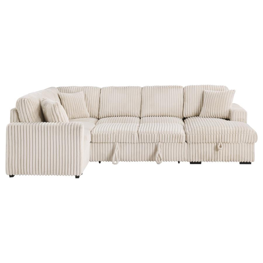 DEVONSHIRE SLEEPER SECTIONAL SOFA STORAGE CHAISE CAMEL
