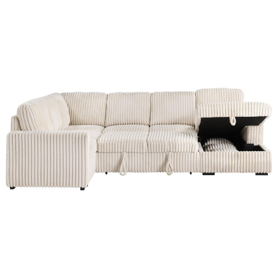DEVONSHIRE SLEEPER SECTIONAL SOFA STORAGE CHAISE CAMEL
