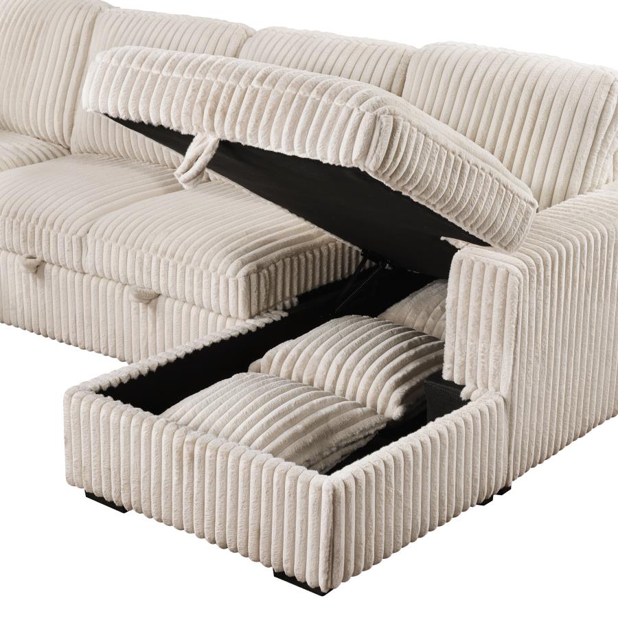 DEVONSHIRE SLEEPER SECTIONAL SOFA STORAGE CHAISE CAMEL