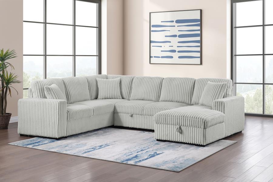 DEVONSHIRE SLEEPER SECTIONAL SOFA STORAGE CHAISE GREY