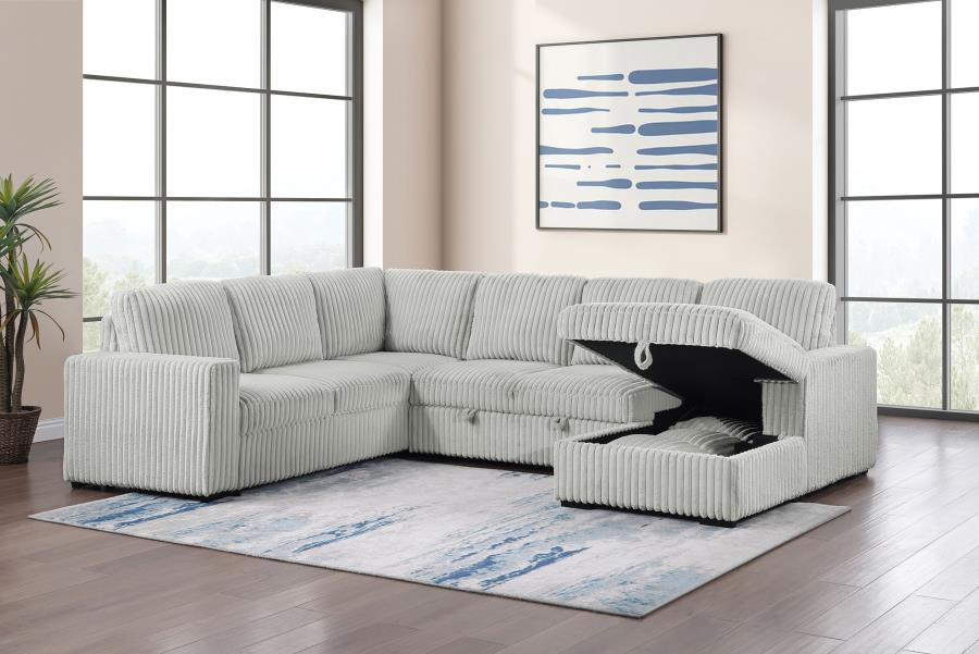 DEVONSHIRE SLEEPER SECTIONAL SOFA STORAGE CHAISE GREY