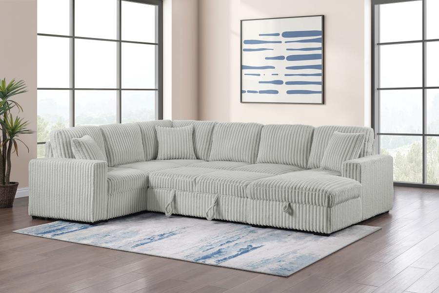 DEVONSHIRE SLEEPER SECTIONAL SOFA STORAGE CHAISE GREY
