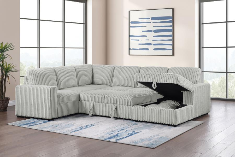 DEVONSHIRE SLEEPER SECTIONAL SOFA STORAGE CHAISE GREY