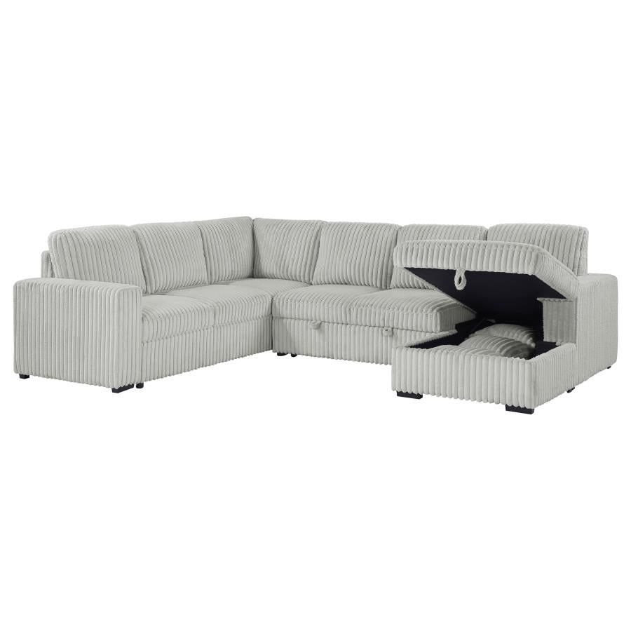 DEVONSHIRE SLEEPER SECTIONAL SOFA STORAGE CHAISE GREY