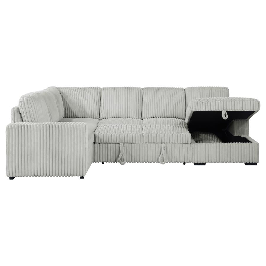 DEVONSHIRE SLEEPER SECTIONAL SOFA STORAGE CHAISE GREY