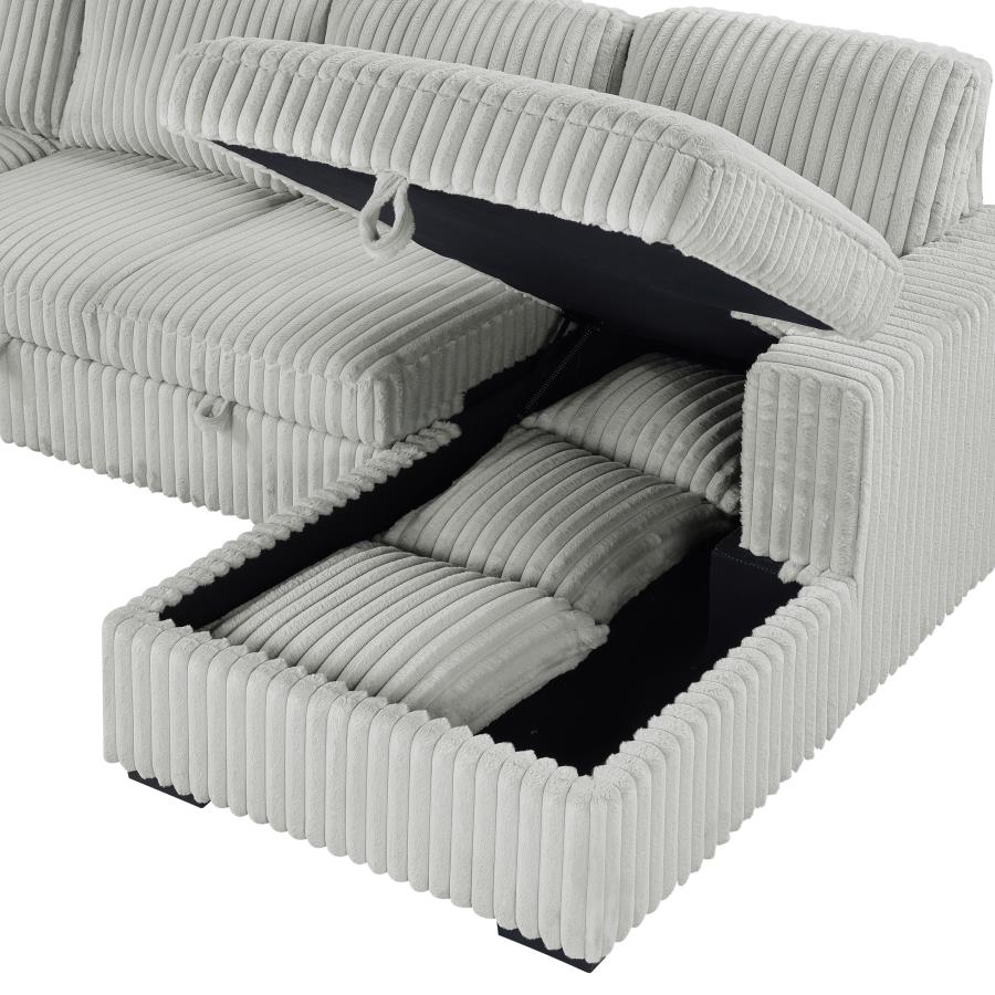 DEVONSHIRE SLEEPER SECTIONAL SOFA STORAGE CHAISE GREY