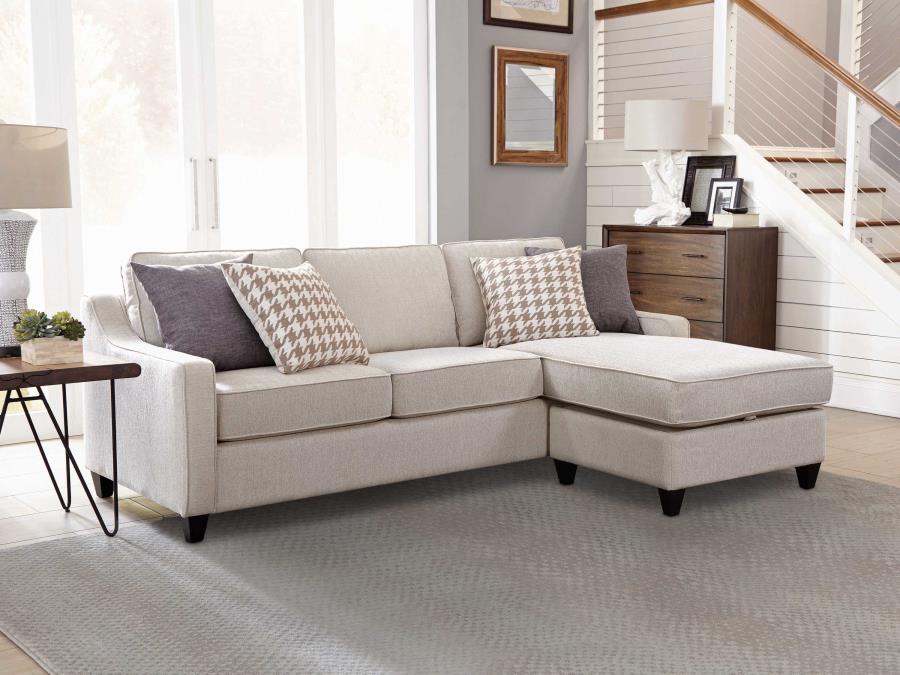 MCLOUGHLIN UPHOLSTERED SLOPED ARM SECTIONAL SOFA PLATINUM