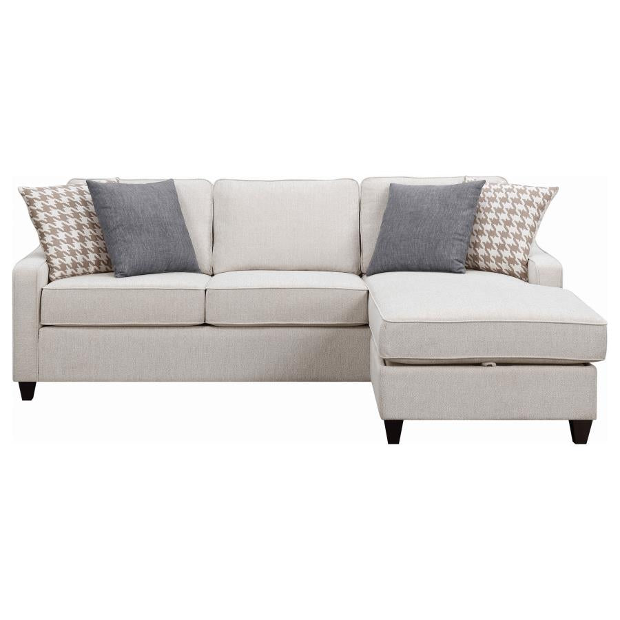 MCLOUGHLIN UPHOLSTERED SLOPED ARM SECTIONAL SOFA PLATINUM