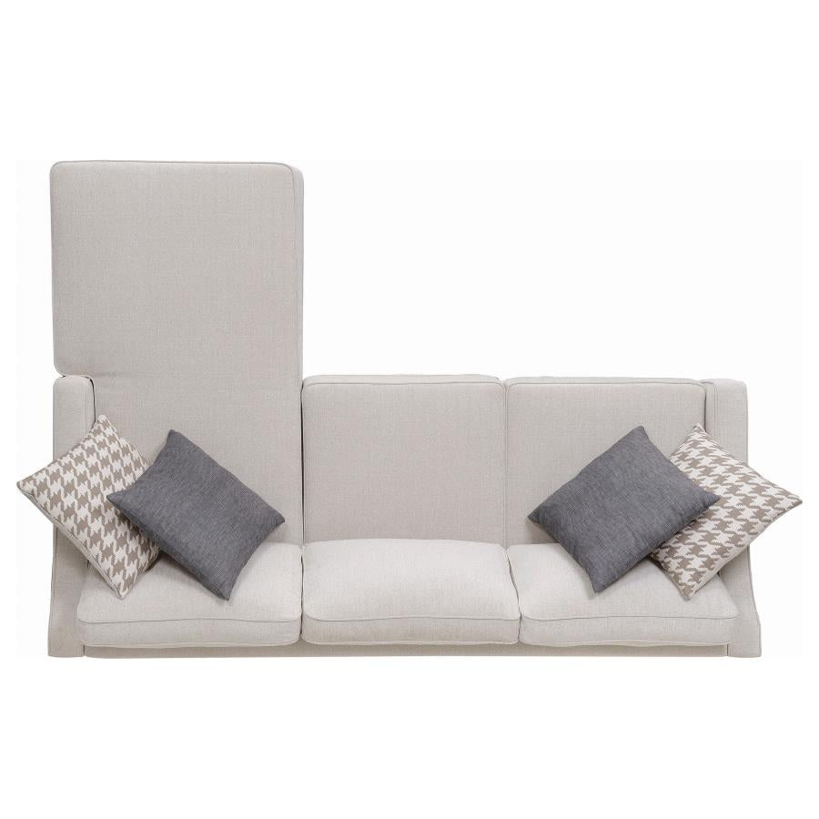 MCLOUGHLIN UPHOLSTERED SLOPED ARM SECTIONAL SOFA PLATINUM