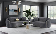 BROOKSIDE 2-PIECE VELVET UPHOLSTERED SOFA SET DARK GREY
