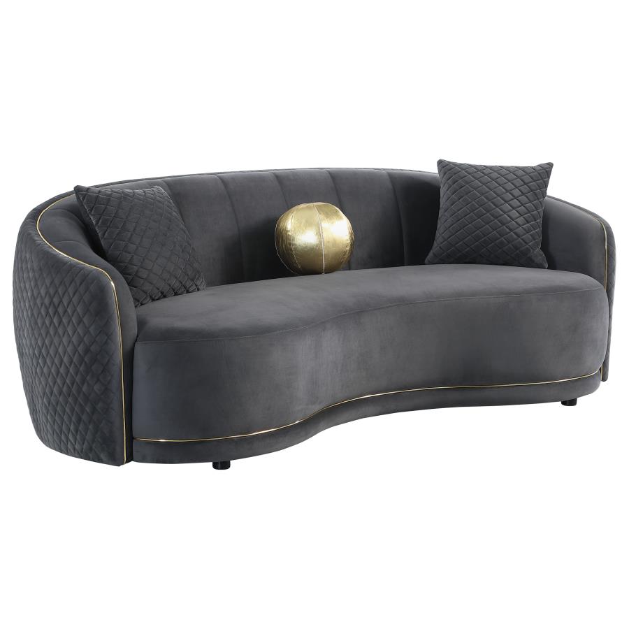 BROOKSIDE 2-PIECE VELVET UPHOLSTERED SOFA SET DARK GREY