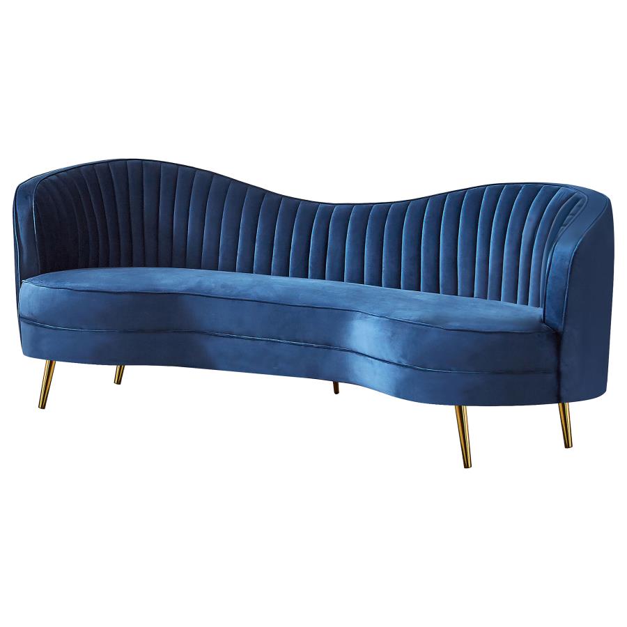 SOPHIA UPHOLSTERED CHANNEL TUFTED SOFA BLUE