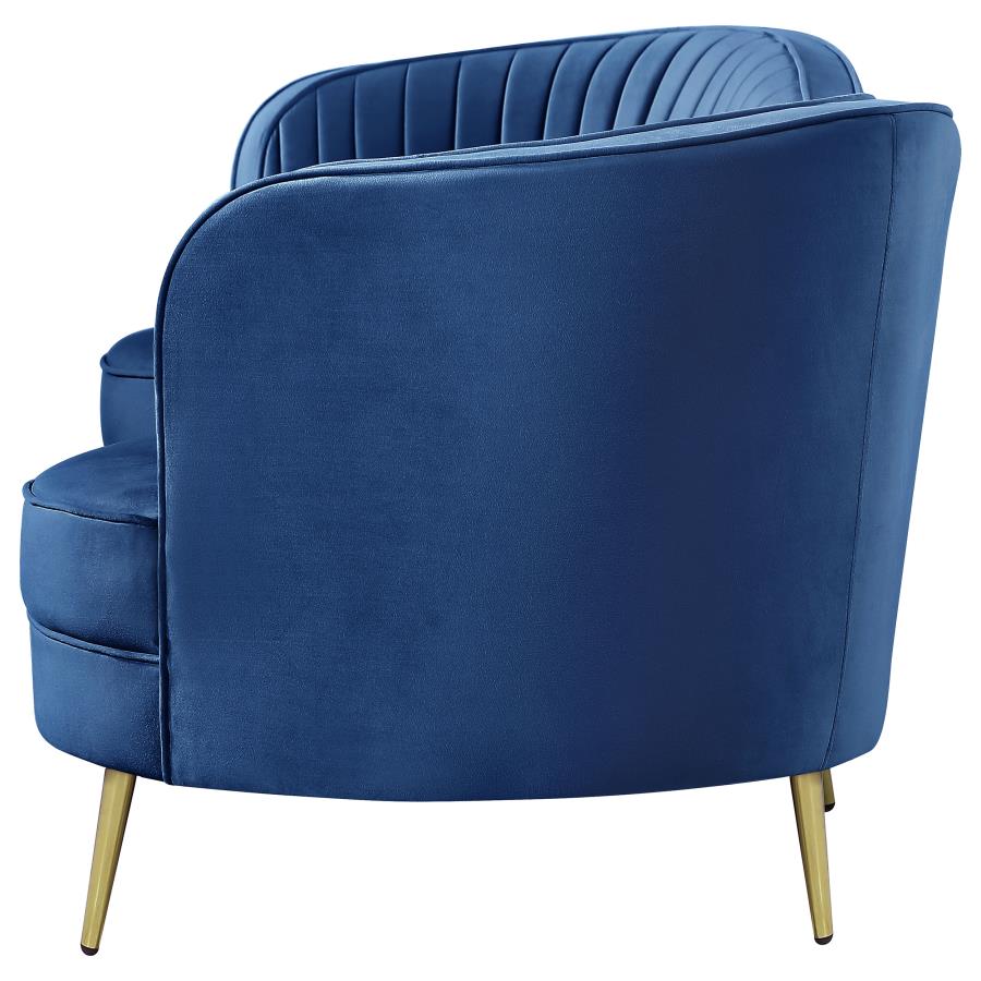 SOPHIA UPHOLSTERED CHANNEL TUFTED SOFA BLUE