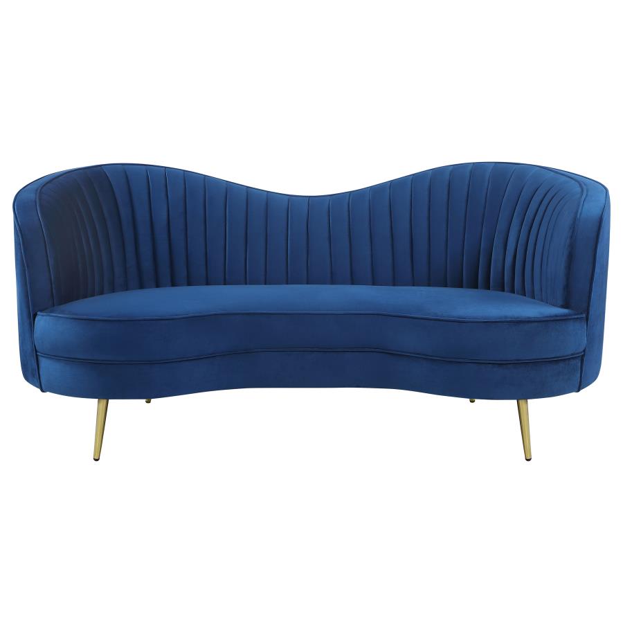 SOPHIA UPHOLSTERED CHANNEL TUFTED LOVESEAT BLUE