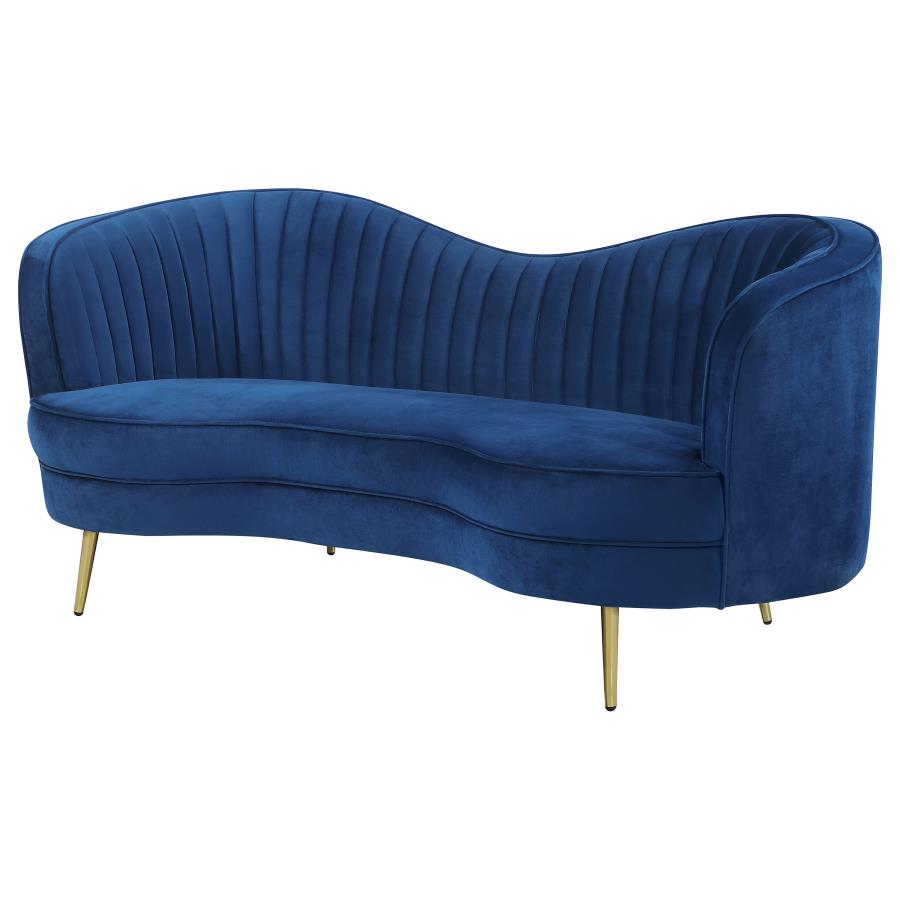 SOPHIA UPHOLSTERED CHANNEL TUFTED LOVESEAT BLUE