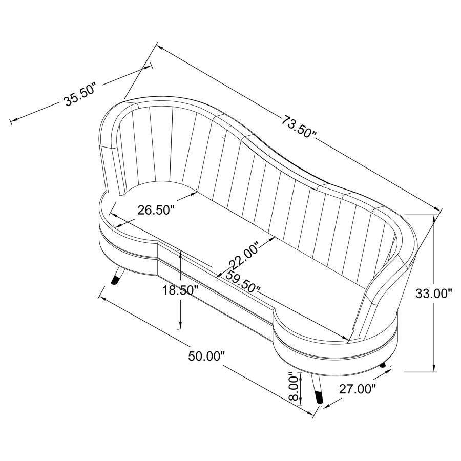 SOPHIA UPHOLSTERED CHANNEL TUFTED LOVESEAT BLUE