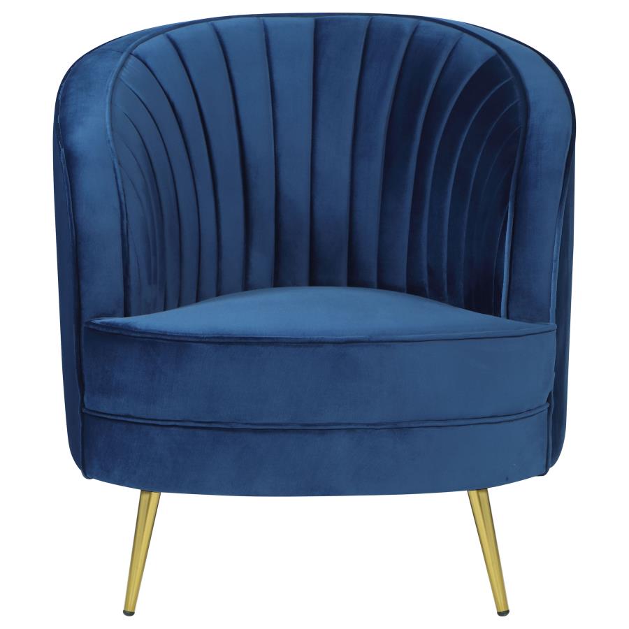 SOPHIA UPHOLSTERED CHANNEL TUFTED BARREL ACCENT CHAIR BLUE