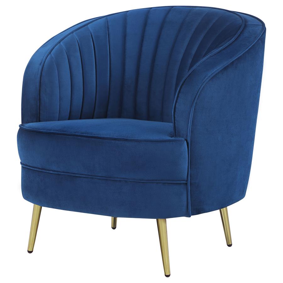 SOPHIA UPHOLSTERED CHANNEL TUFTED BARREL ACCENT CHAIR BLUE