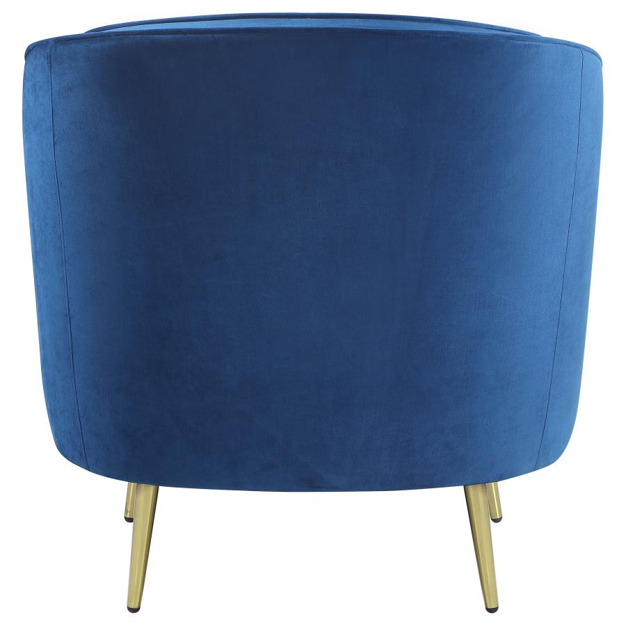 SOPHIA UPHOLSTERED CHANNEL TUFTED BARREL ACCENT CHAIR BLUE