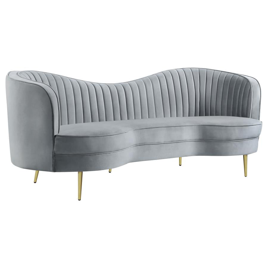 SOPHIA UPHOLSTERED CHANNEL TUFTED SOFA GREY