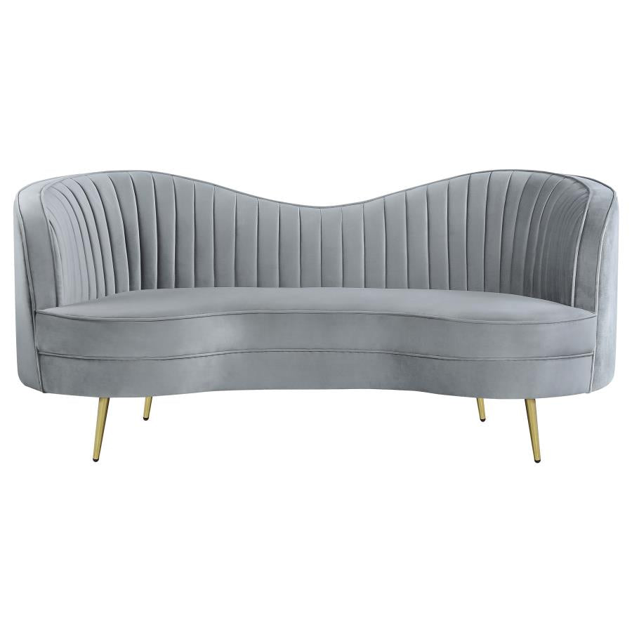 SOPHIA UPHOLSTERED CHANNEL TUFTED LOVESEAT GREY